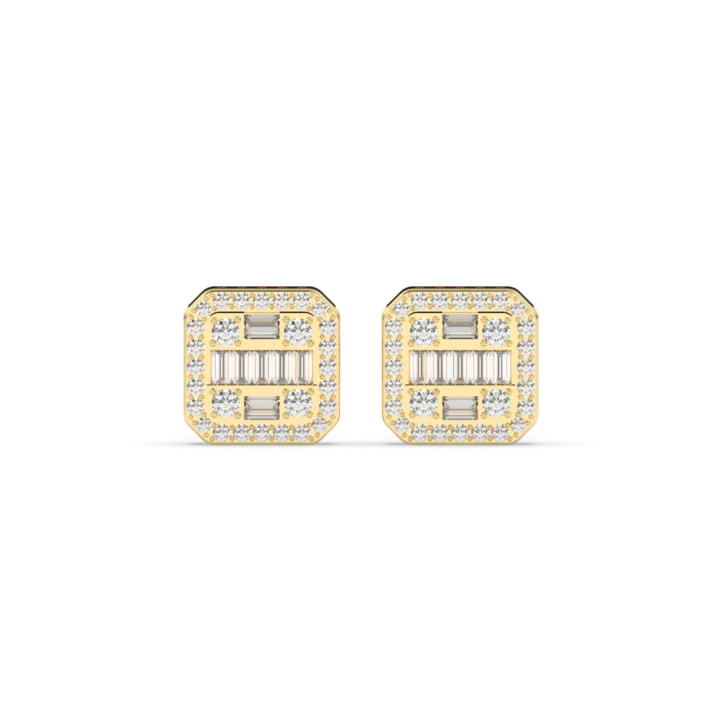 BAGUETTE GRID STUD EARRINGS