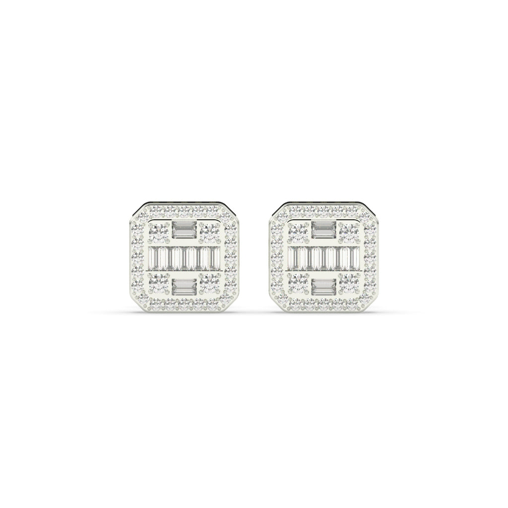 BAGUETTE GRID STUD EARRINGS