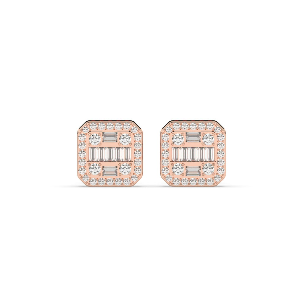 BAGUETTE GRID STUD EARRINGS