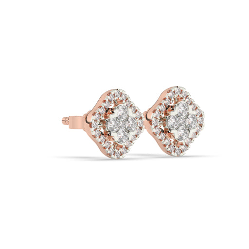 FLORAL FRAME DIAMOND STUD EARRINGS