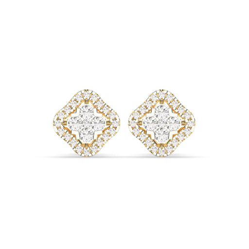 FLORAL FRAME DIAMOND STUD EARRINGS