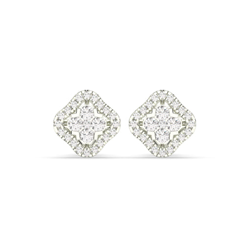 FLORAL FRAME DIAMOND STUD EARRINGS
