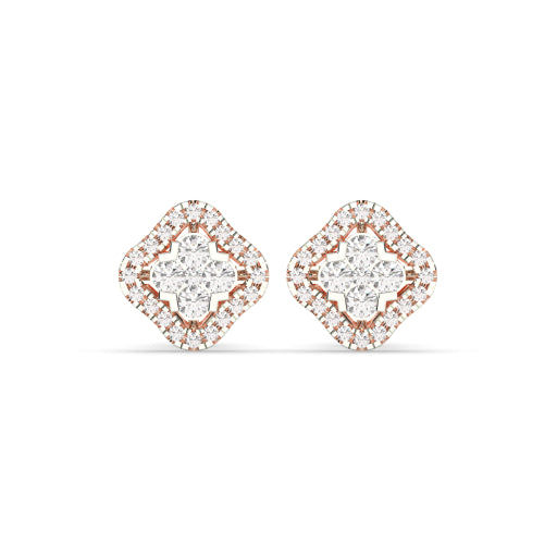 FLORAL FRAME DIAMOND STUD EARRINGS