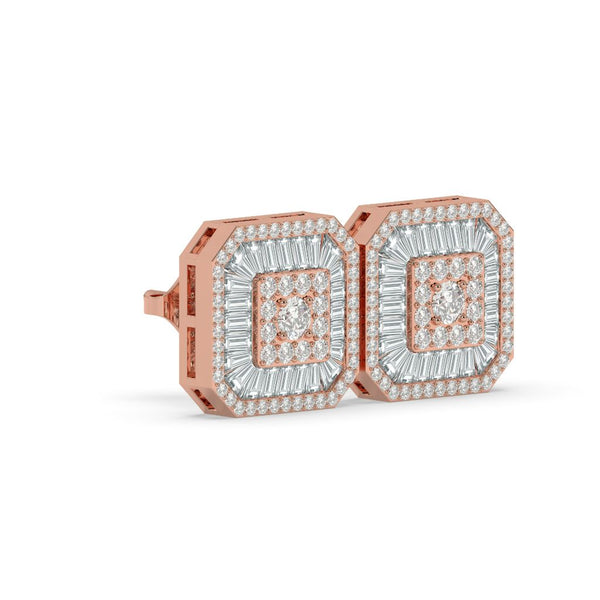 OCTAGON BAGUETTE HALO STUD EARRINGS