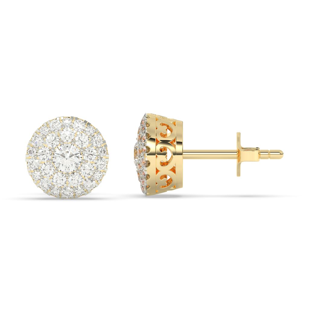 GRAND ROUND CLUSTER STUD EARRINGS