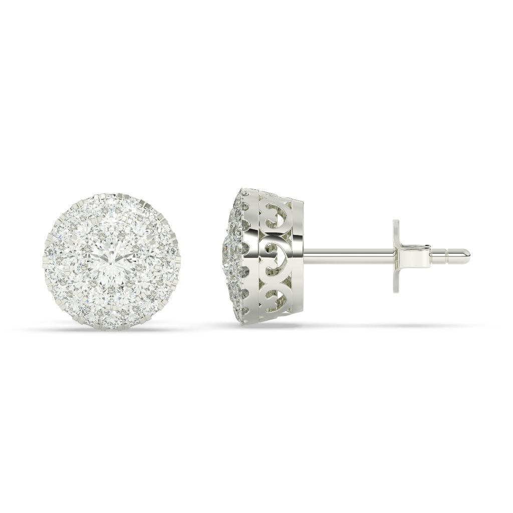 GRAND ROUND CLUSTER STUD EARRINGS
