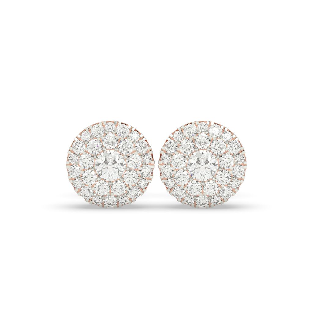 GRAND ROUND CLUSTER STUD EARRINGS