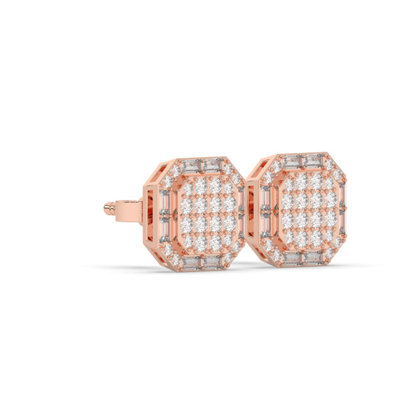 OCTAGON CLUSTER DIAMOND STUDS