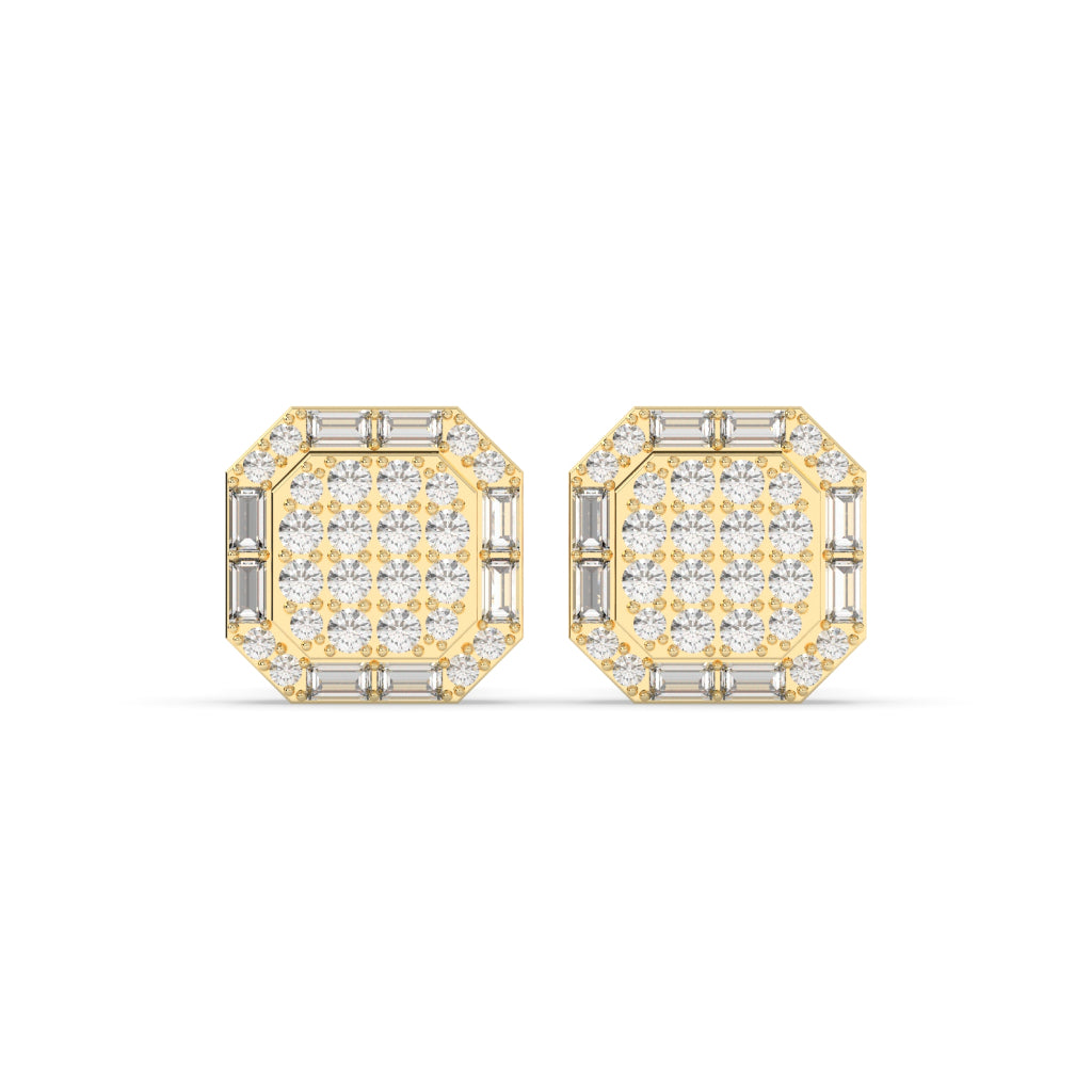 OCTAGON CLUSTER DIAMOND STUDS