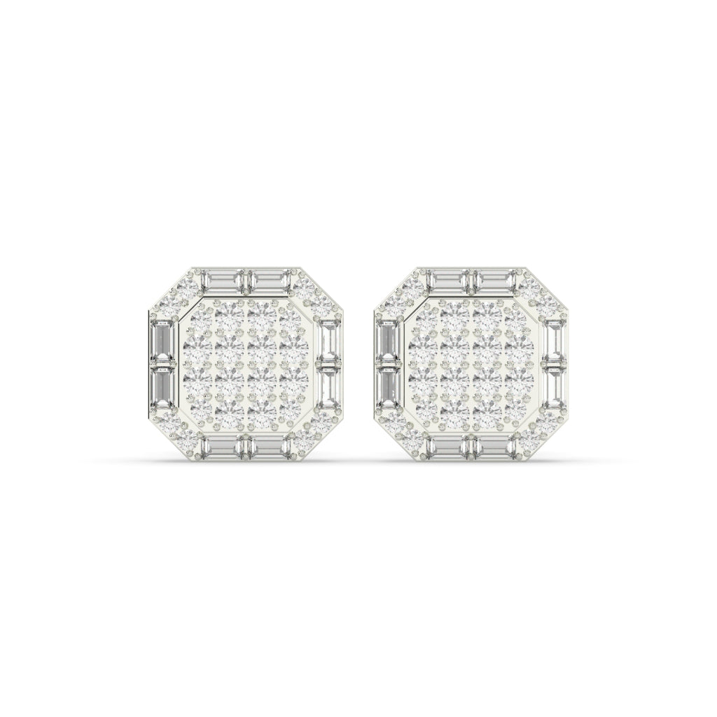OCTAGON CLUSTER DIAMOND STUDS