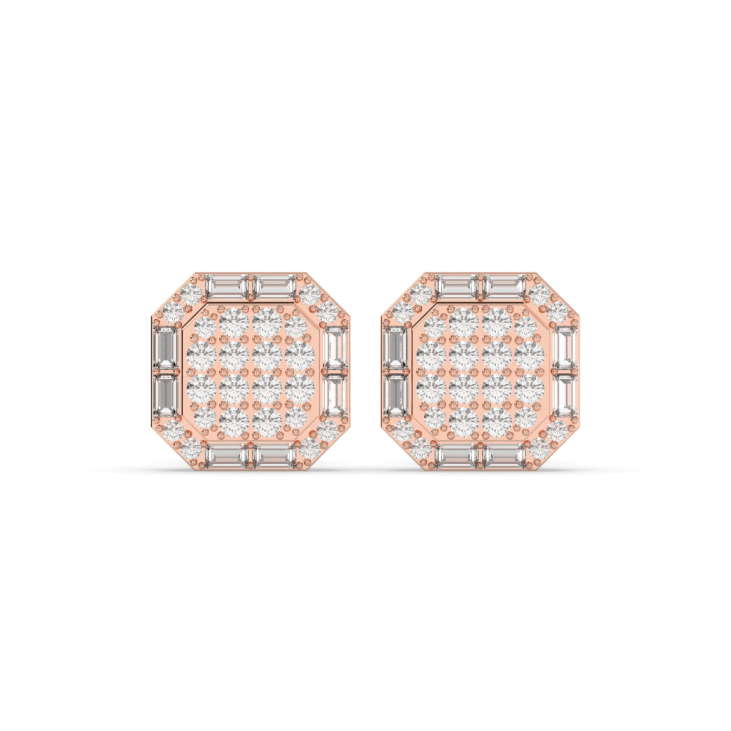 OCTAGON CLUSTER DIAMOND STUDS