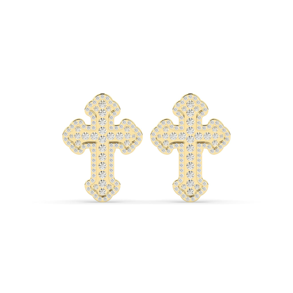 EMBELLISHED CROSS SYMBOL STUD PAIR