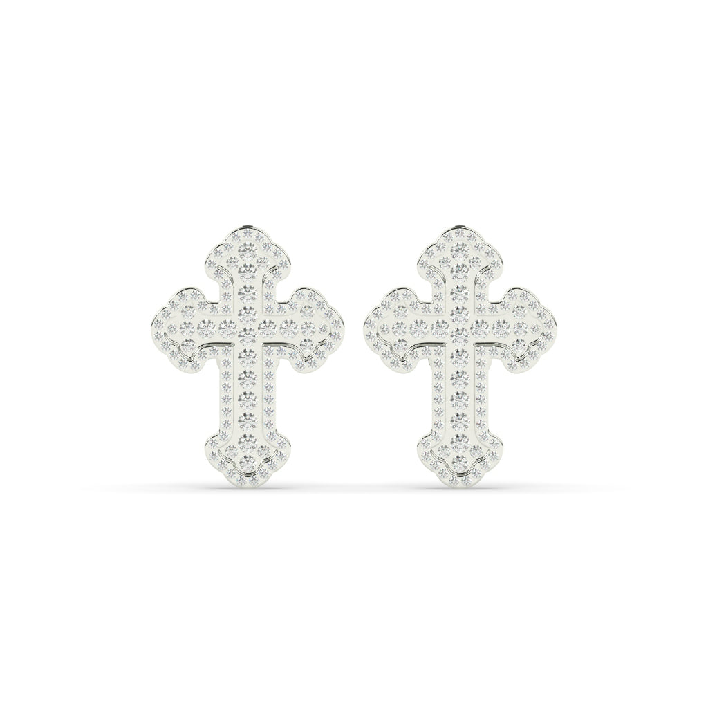 EMBELLISHED CROSS SYMBOL STUD PAIR
