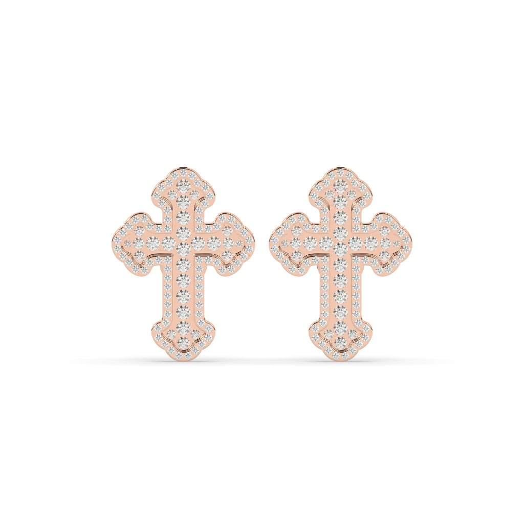 EMBELLISHED CROSS SYMBOL STUD PAIR