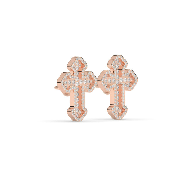 EMBELLISHED CROSS SYMBOL STUD PAIR