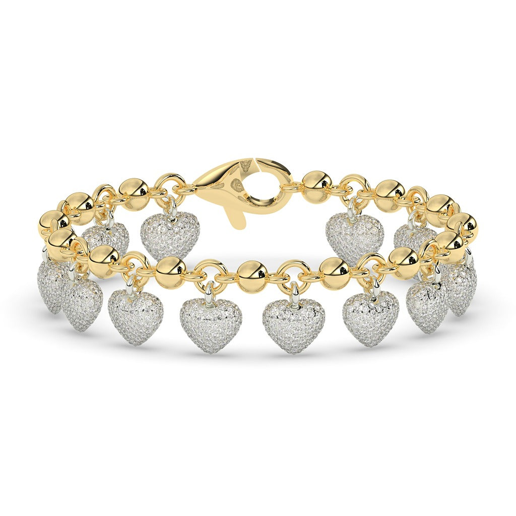 DANGLING HEART CHARM GOLD BRACELET