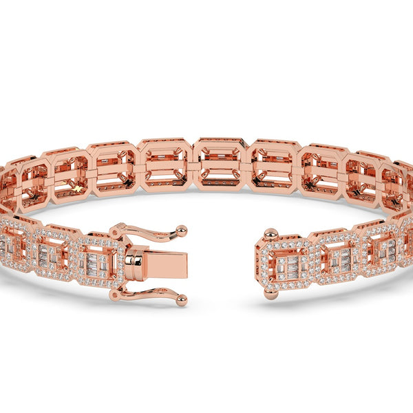 ROUND AND BAGUETTE DIAMOND ICED OUT HIP HOP BRACTLET