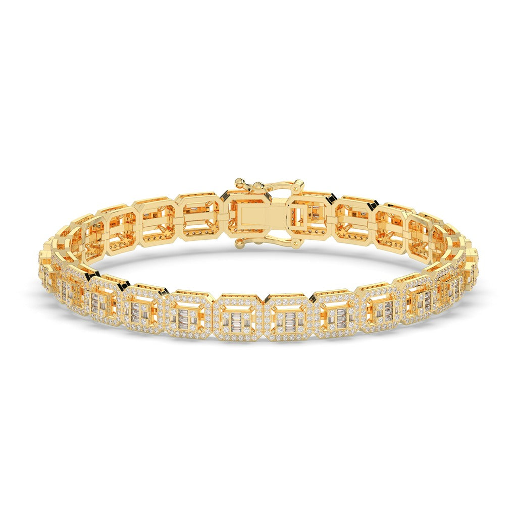 ROUND AND BAGUETTE DIAMOND ICED OUT HIP HOP BRACTLET