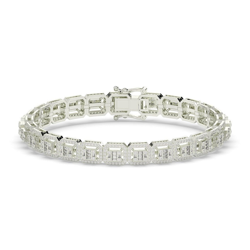 ROUND AND BAGUETTE DIAMOND ICED OUT HIP HOP BRACTLET