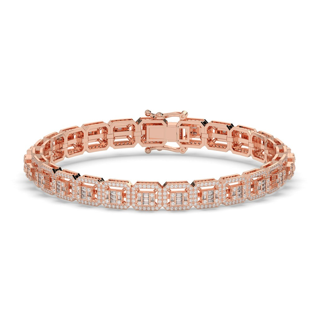 ROUND AND BAGUETTE DIAMOND ICED OUT HIP HOP BRACTLET