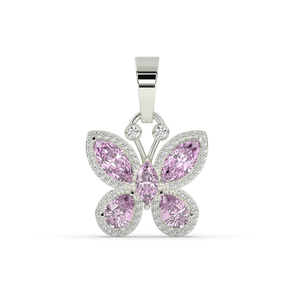 PINK BUTTERFLY DIAMOND GOLD PENDANT