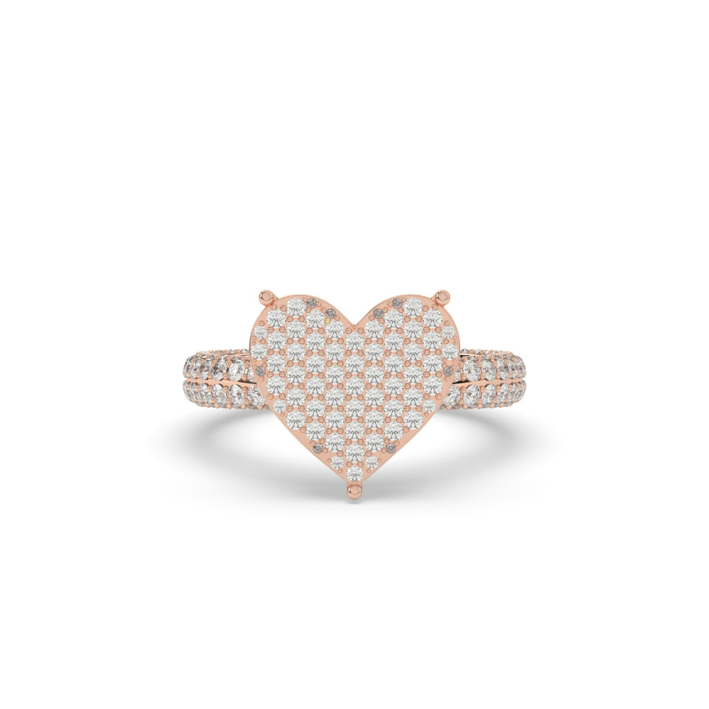 ROSE LOVE PAVÉ HEART RING