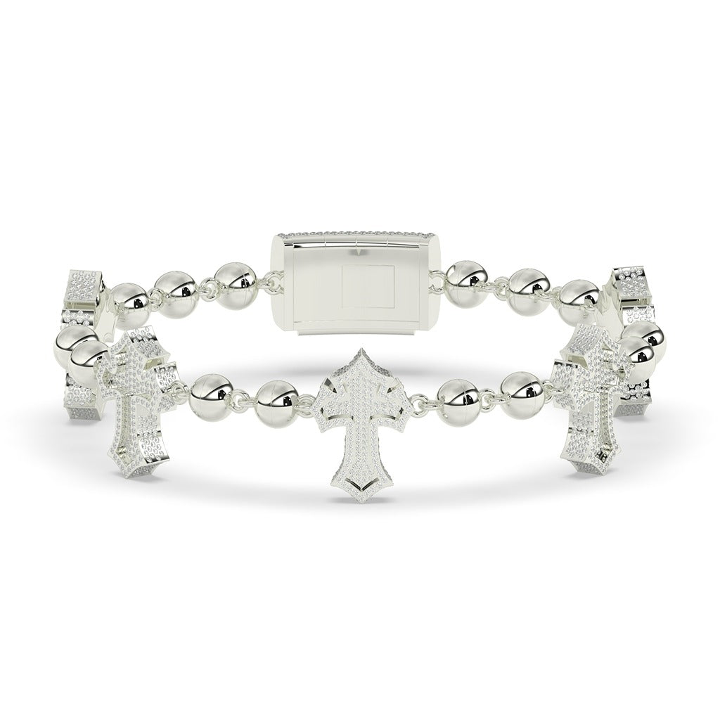 DIVINE CROSS BEADED GOLD BRACELET