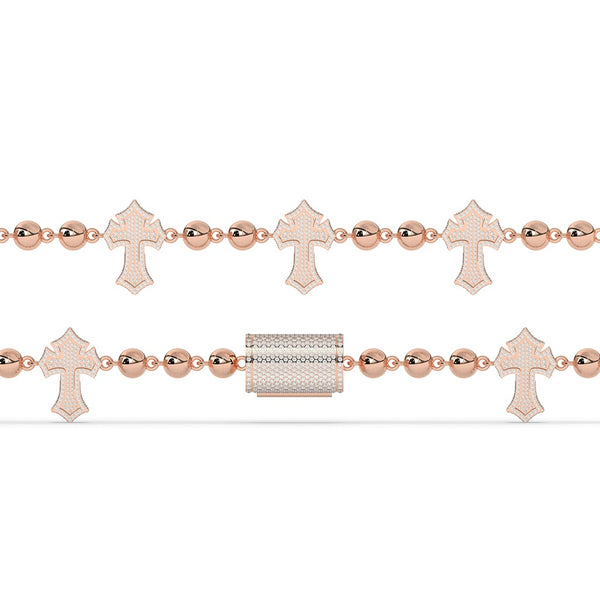 DIVINE CROSS BEADED GOLD BRACELET