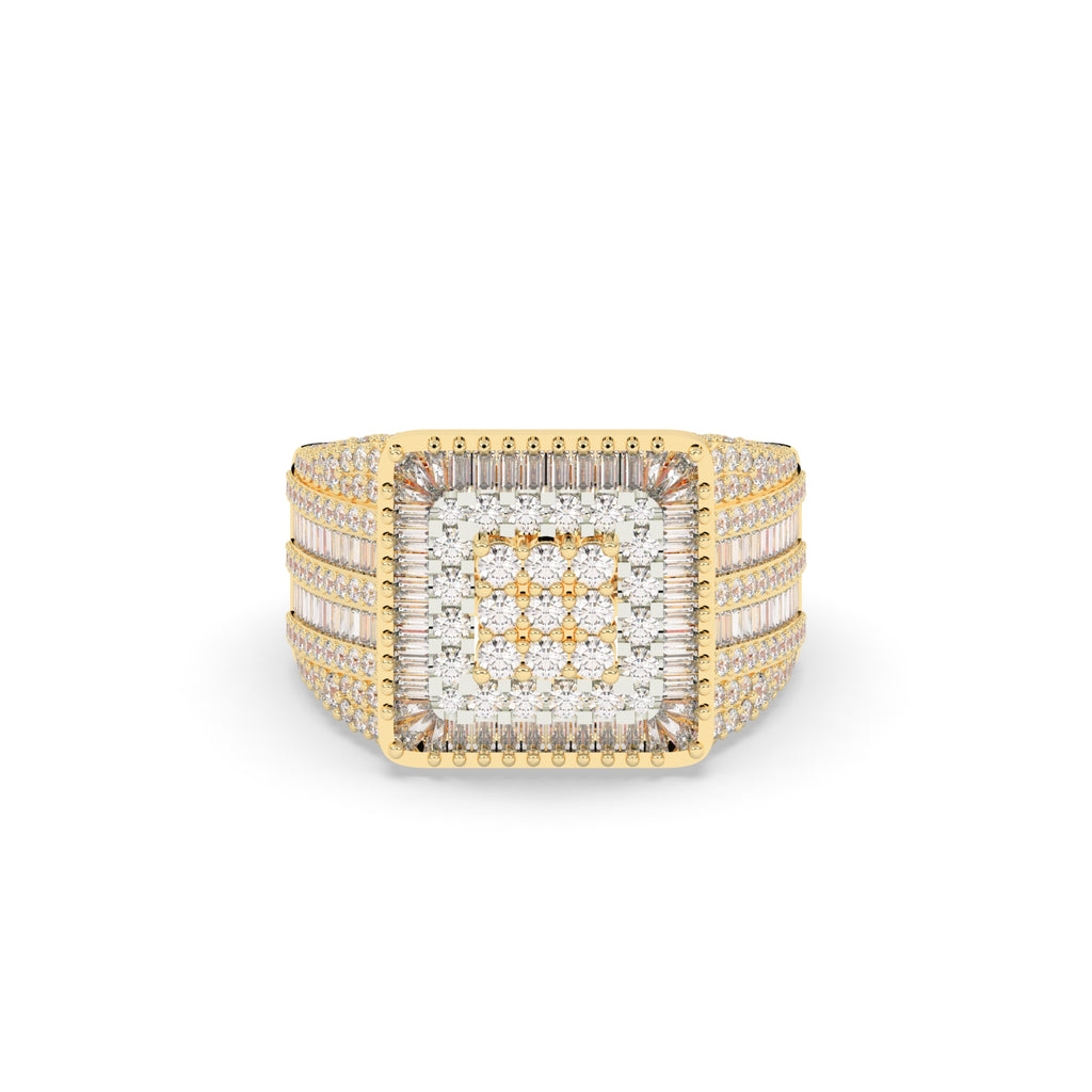 SQUARE CLUSTER GOLD POWER RING