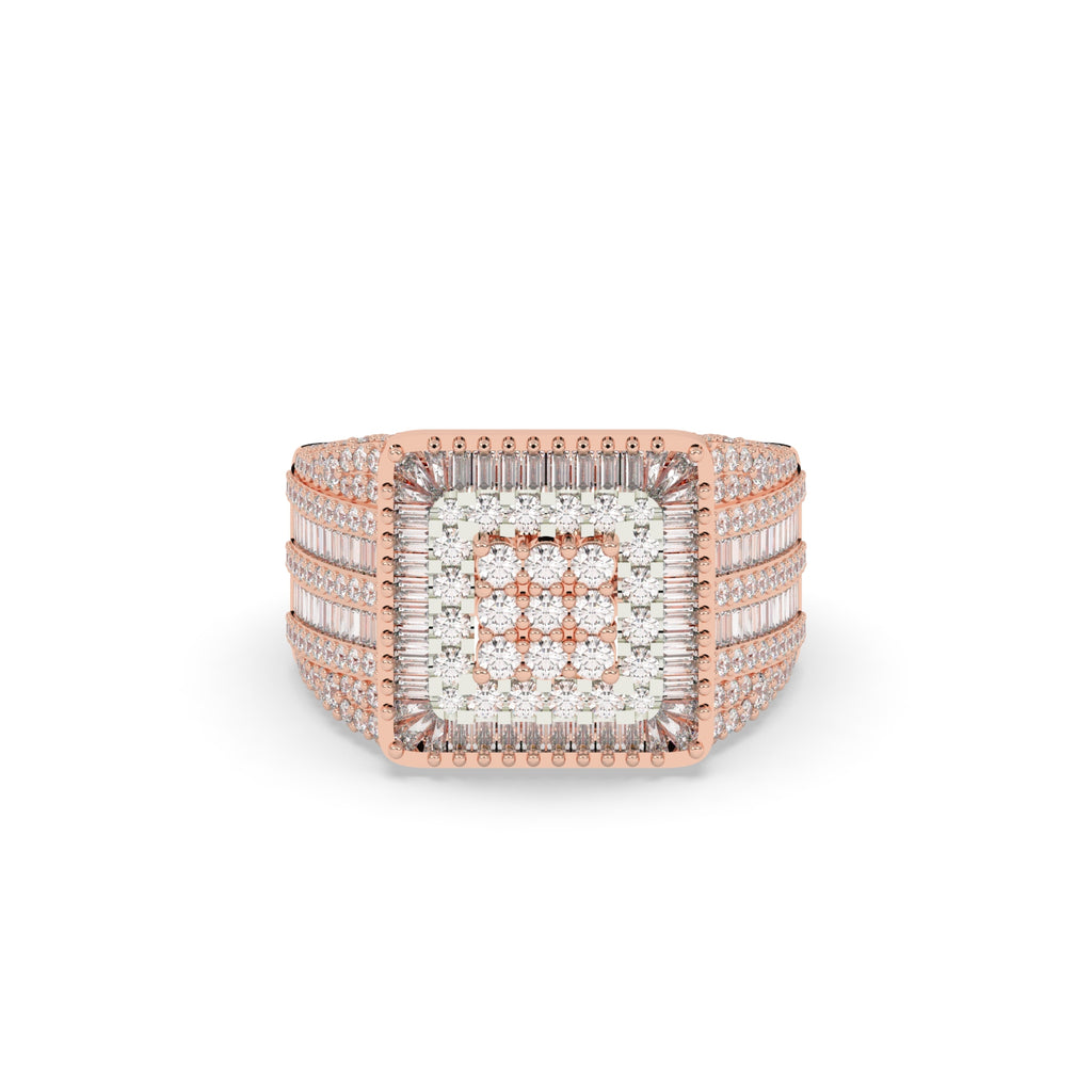 SQUARE CLUSTER GOLD POWER RING