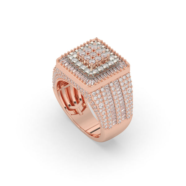 SQUARE CLUSTER GOLD POWER RING