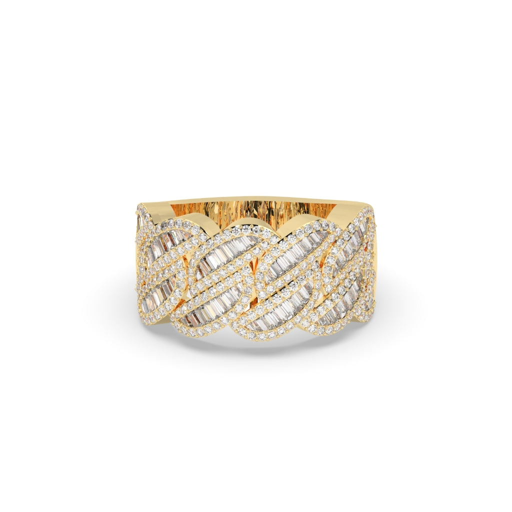 BRAIDED BAGUETTE DIAMOND GOLD BAND