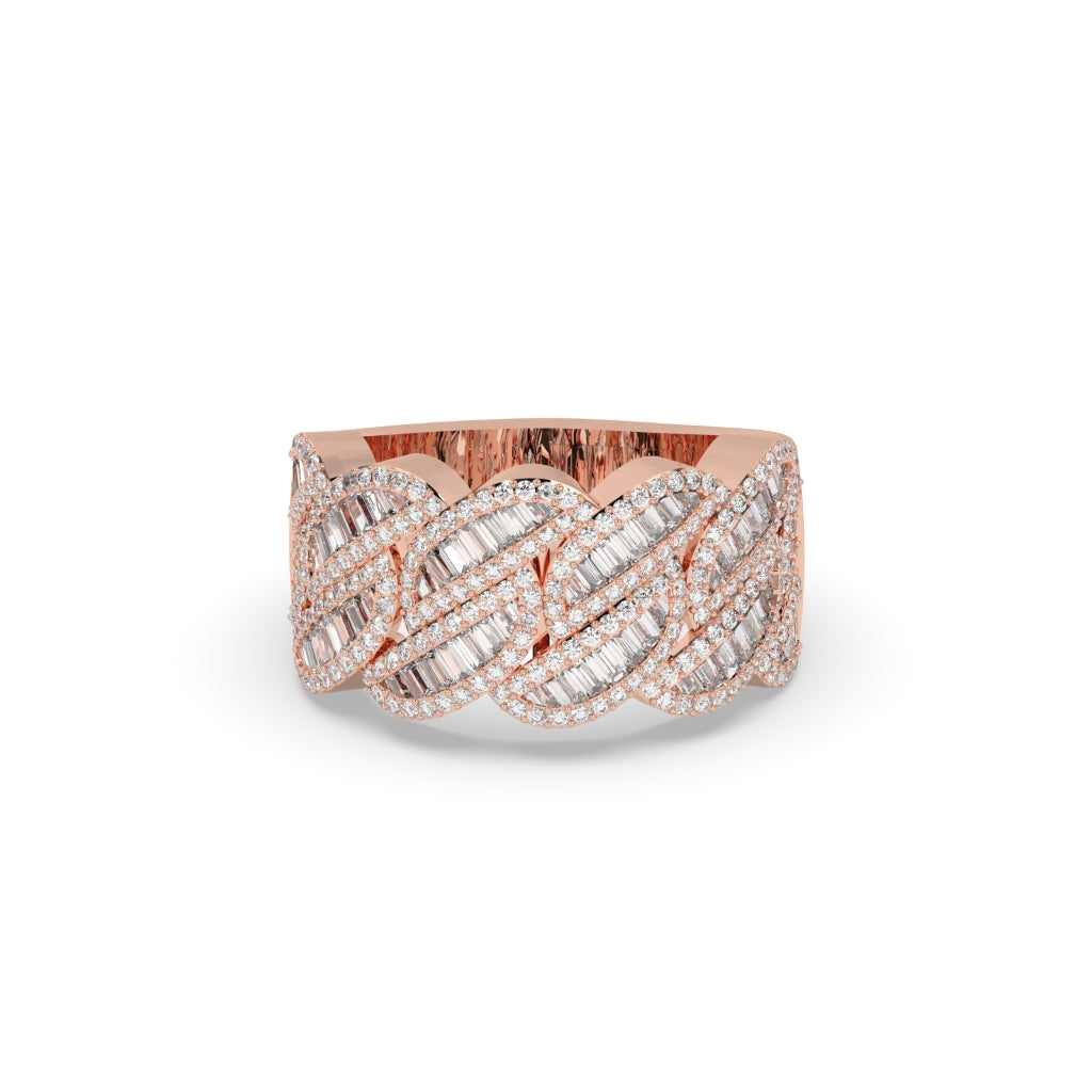 BRAIDED BAGUETTE DIAMOND GOLD BAND