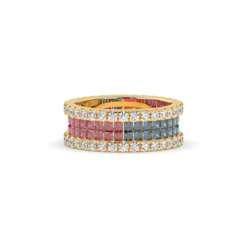 MULTICOLOR GEMSTONE DIAMOND STACK BAND