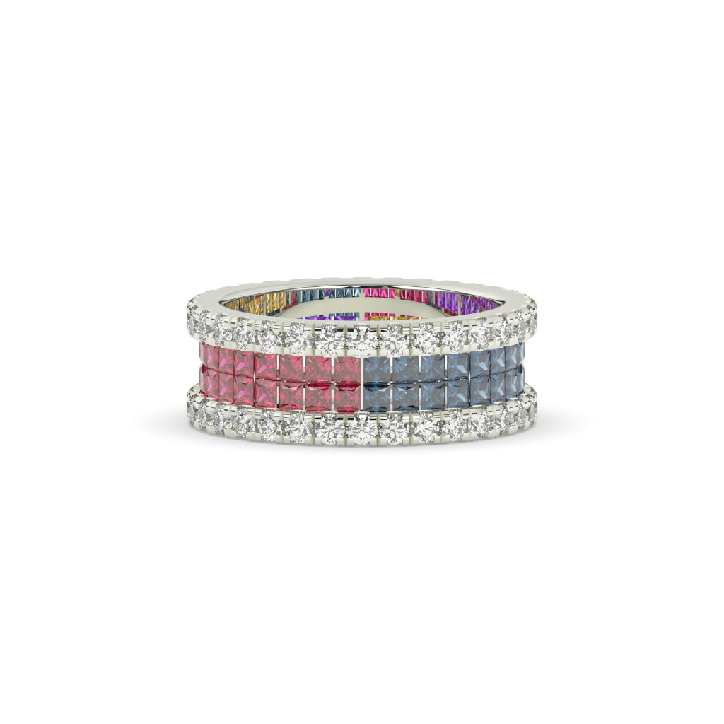 MULTICOLOR GEMSTONE DIAMOND STACK BAND