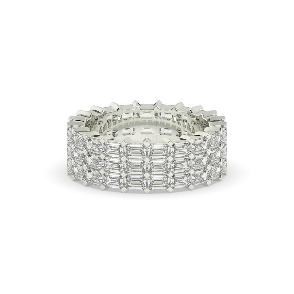 GEOMETRIC EMERALD ETERNITY GOLD BAND