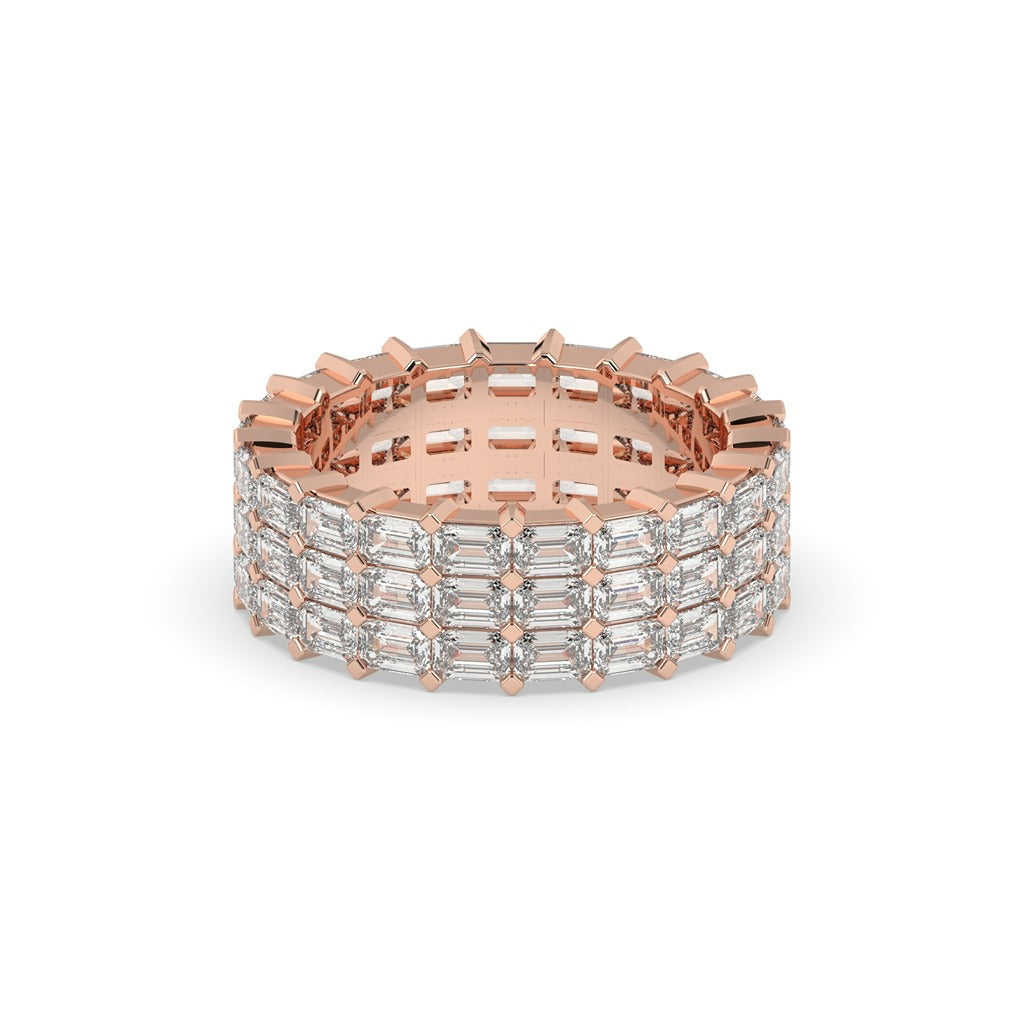 GEOMETRIC EMERALD ETERNITY GOLD BAND
