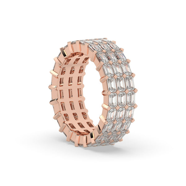 GEOMETRIC EMERALD ETERNITY GOLD BAND