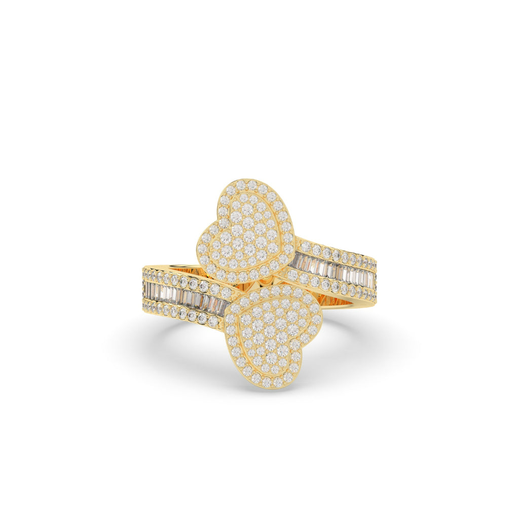 TWIN HEART DIAMOND GOLD RING