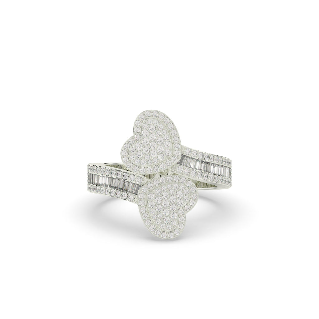 TWIN HEART DIAMOND GOLD RING