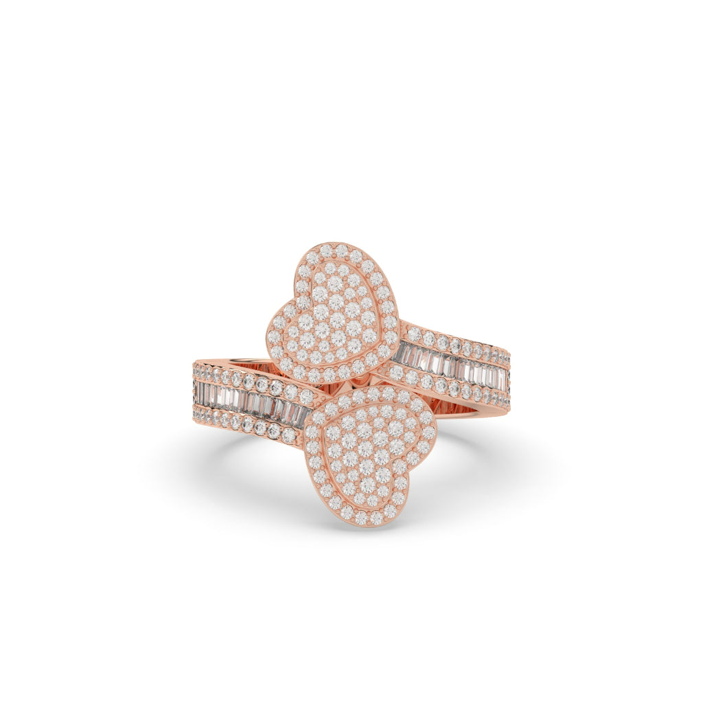 TWIN HEART DIAMOND GOLD RING