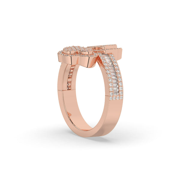 TWIN HEART DIAMOND GOLD RING