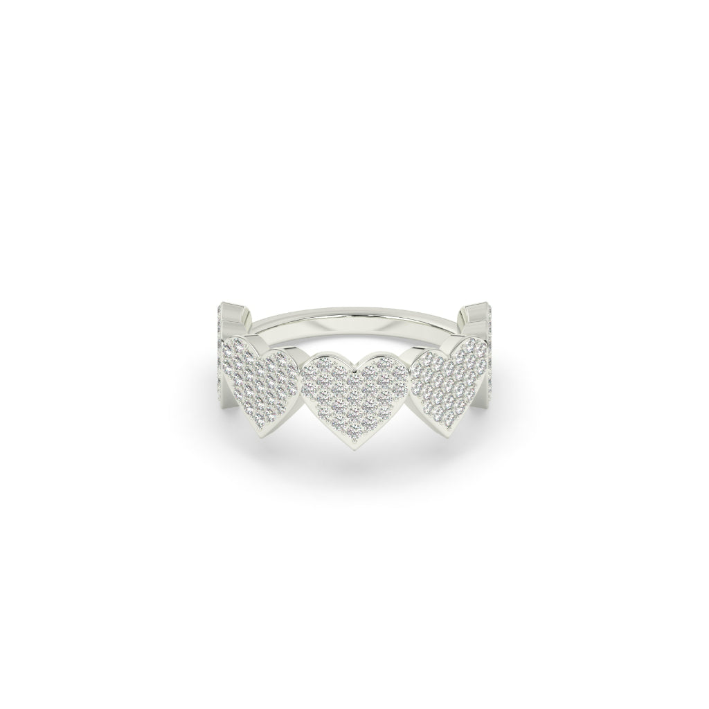 TRIPLE HEART GOLD DIAMOND RING