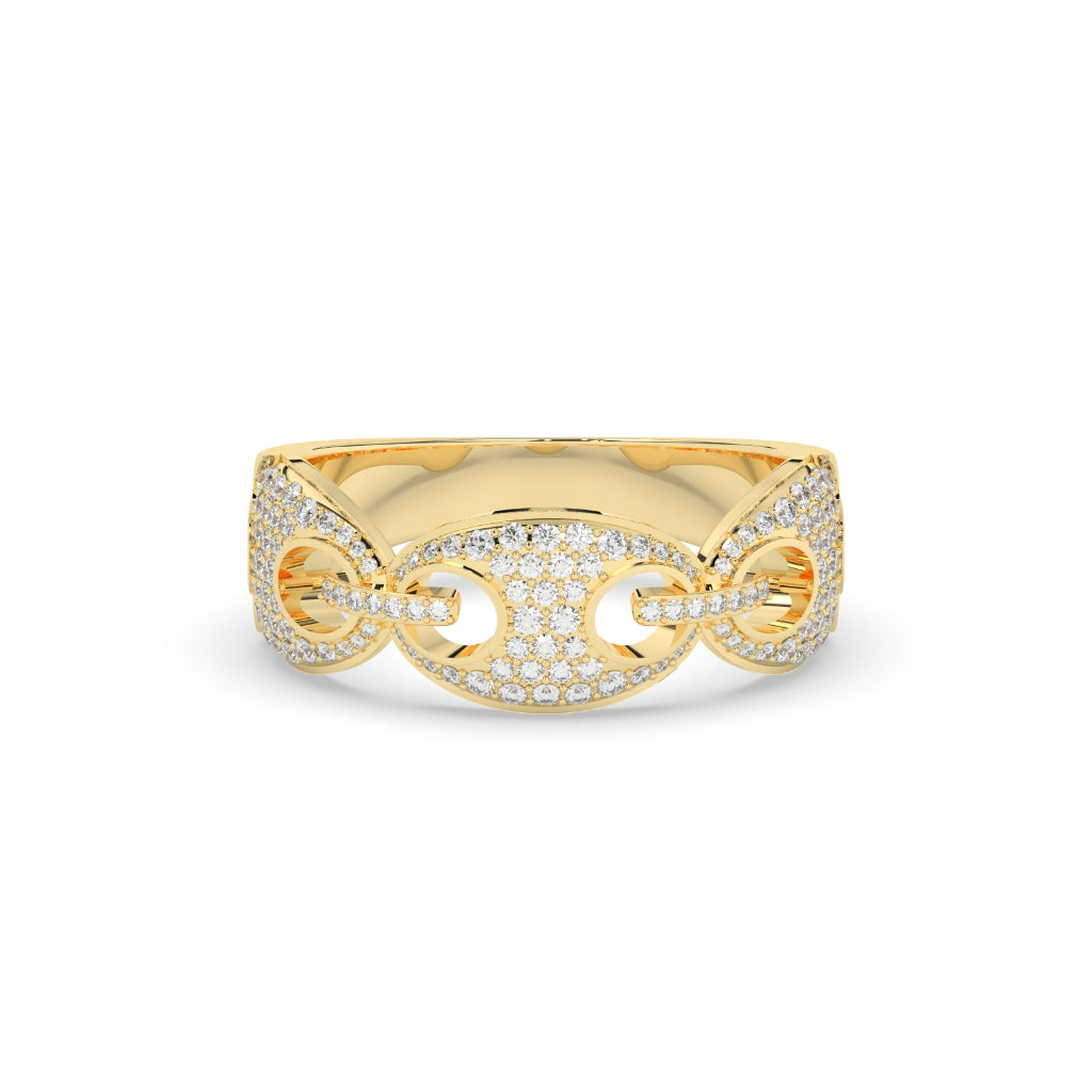 CHAIN CONNECT PAVE GOLD RING