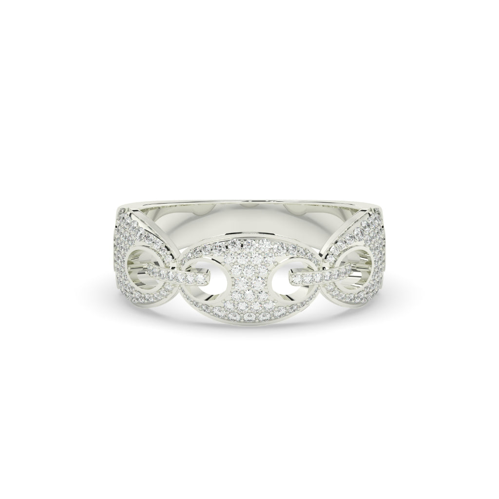 CHAIN CONNECT PAVE GOLD RING