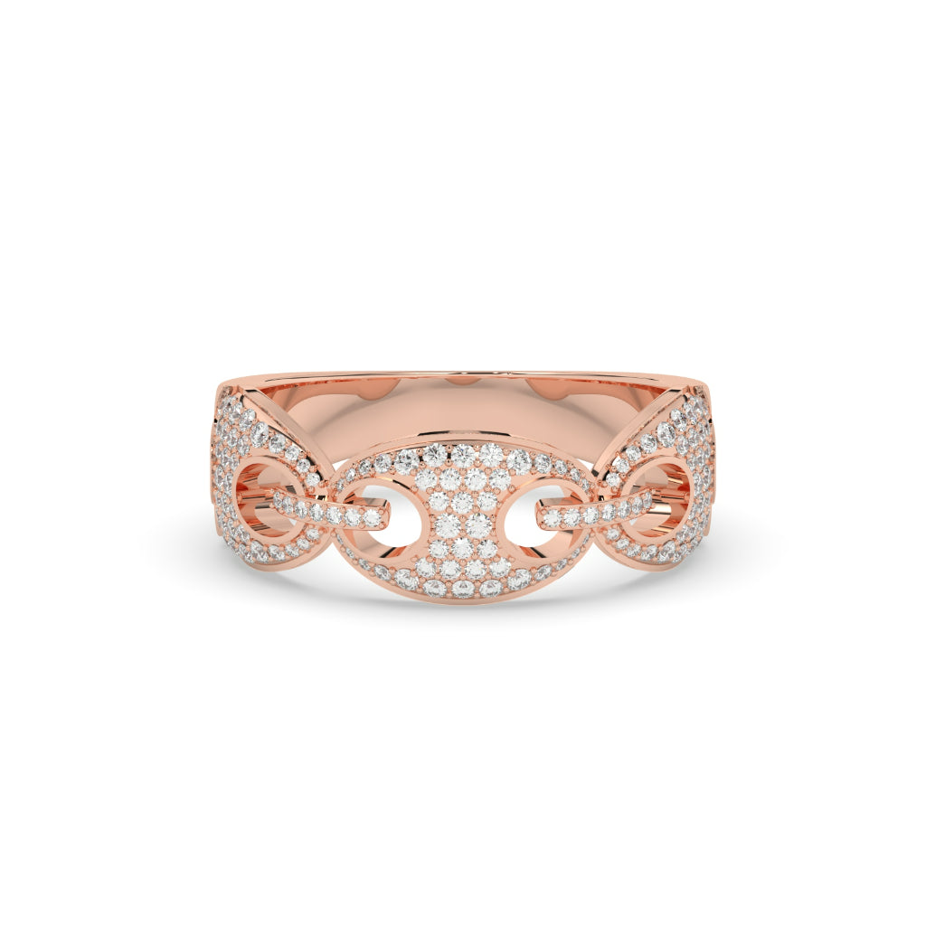 CHAIN CONNECT PAVE GOLD RING