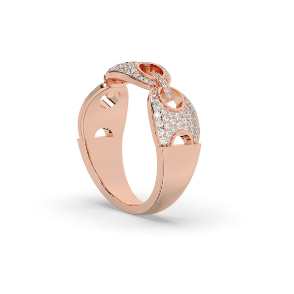 CHAIN CONNECT PAVE GOLD RING