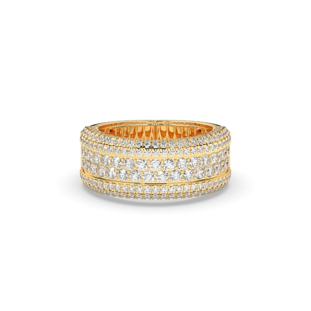 WIDE GOLD MULTI-DIAMOND RING