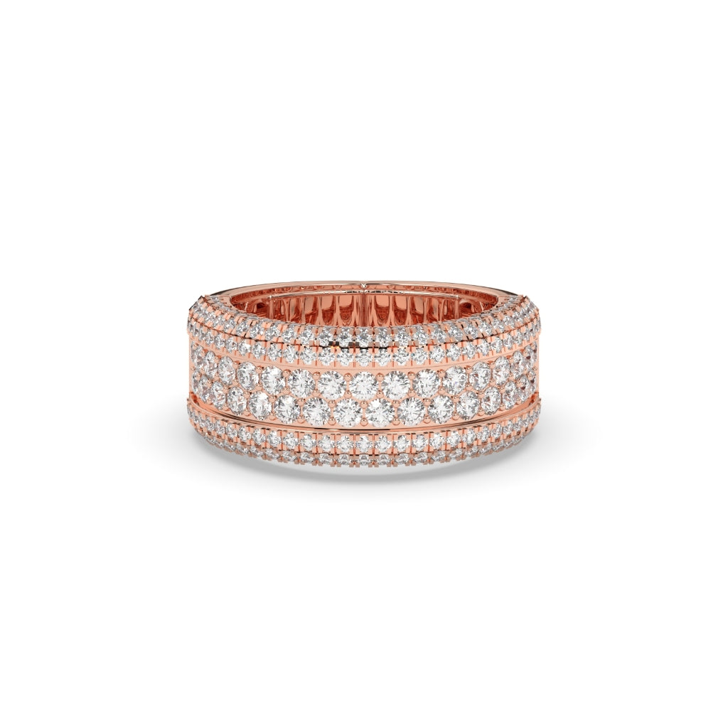 WIDE GOLD MULTI-DIAMOND RING