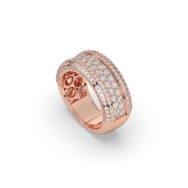 WIDE GOLD MULTI-DIAMOND RING